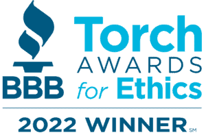 Image shows the BBB logo with text that reads "Torch Awards for Ethics 2022 Winner"