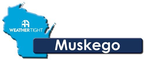 Image shows an outline of Wisconsin with text that reads "Muskego"