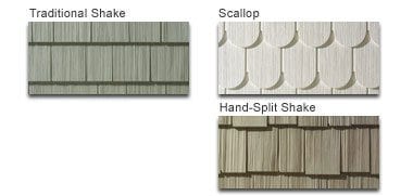 Image shows several different types of shingle styles
